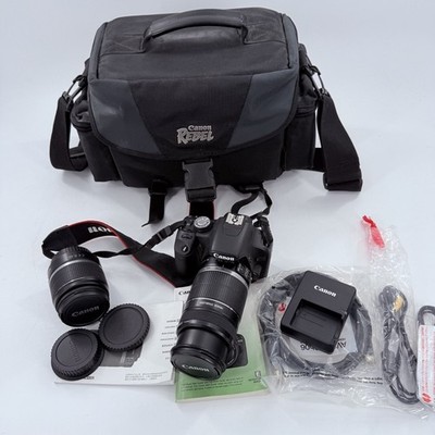 Canon EOS Rebel T1i DSLR Camera Kit w/ EF-S 18-55mm & 55-250mm Lenses, Bag
