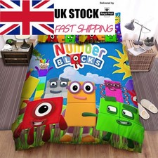 SINGLE 3 PCS Numberblocks Bedding Set Quilt Duvet Cover Enlightenment Animation