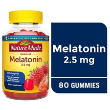2 Pack Nature Made 2.5mg MELATONIN Sleep 80 Adult GUMMIES Strawberry Exp 03/28
