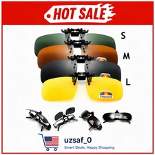 4 Color Grey Lenses Polarized Sunglasses Clip on Flip up UV 380 Driving Fishing