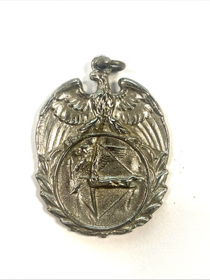 Archery Medal Award Medallion Longbow Eagle Crest Silver Tone