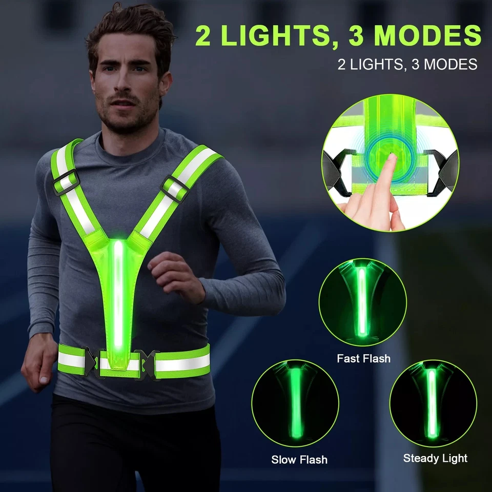 Practical USB Rechargeable LED Reflective Running Vest High Visibility Rainproof - Image 4 of 4