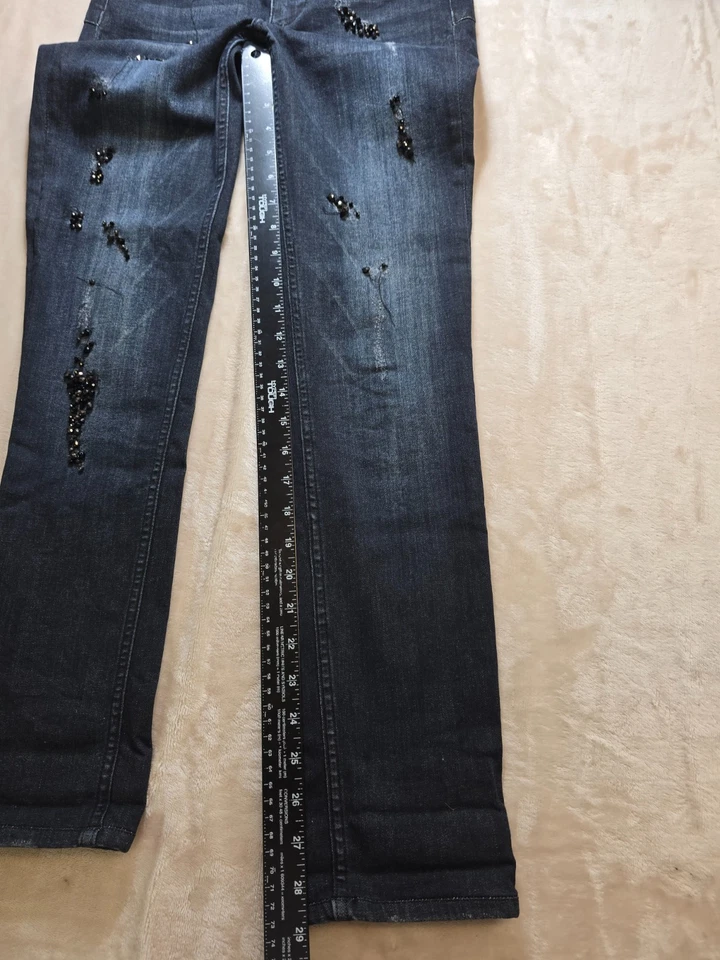 Liu Jo Women's Pants Size 28 Cotton Blue Jeans Rhinestone Logo - Image 4 of 4