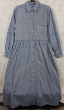 Vintage 1980's GUESS Jeans USA Denim Dress Women XL Navy Check Cotton Pockets