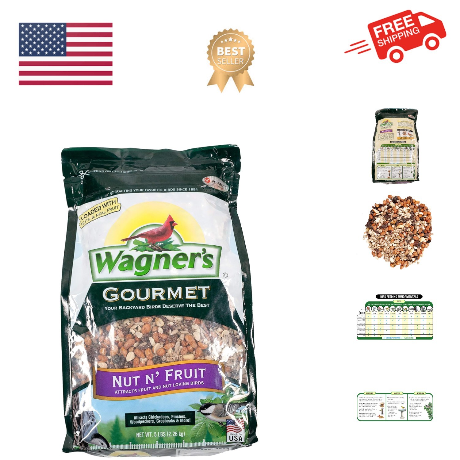 Gourmet Nut & Fruit Wild Bird Food, 5 Pound Pack of 1