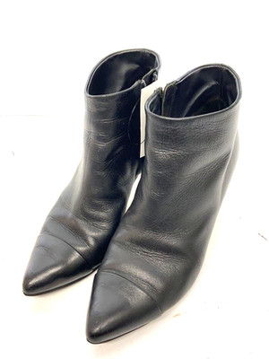 CHANEL Leather Booties Black Women's Shoes G29491 Size US 5.5