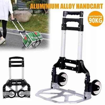 CHENTIANXIA 100kg Heavy Duty Folding Aluminium Hand Truck Trolley on Wheels Sack Cart