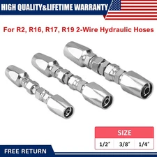 3Pcs Hydraulic Hose Field Repair Kit,1/4", 3/8", 1/2" Inner Diameter Reusable