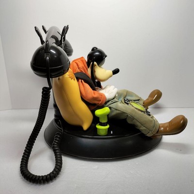 Disney Telemania Goofy Talking Telephone Black Rare Vintage Item
