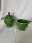 Vintage Fiesta *Medium Green* Creamer & Sugar* *Beautiful*             b