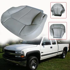 For 1999 2000-2002 GMC Sierra Driver Bottom Replacement Leather Seat Cover Gray