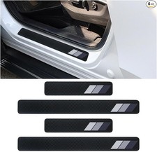 4PCS Tri-Color Door Sill Protectors, Door Threshold Protection, Front/Rear Black