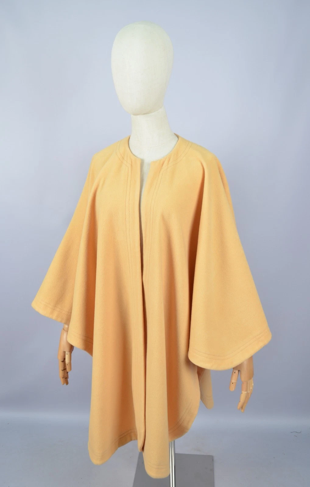 Unisex Yves Saint Laurent YSL Variation Wool Knit Poncho Cape Yellow OS Vintage