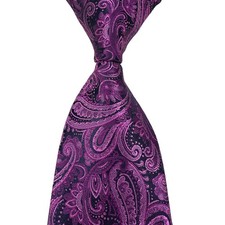 New Luxury Paisley Rose Pink Black Woven Skinny Silk Classic Men's Tie Necktie