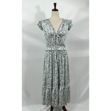 POLO RALPH LAUREN Sz 0 Olea Satin Blue Ivory Floral Dress Midi