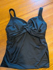 NWOT Lands' End Size 8DD Women's wrap Shirred Tankini Top underwire black
