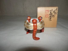 Japanese Tea Ceremony Utensil Kutani Ware Lid Rest Tombo Dragonfly Design w/Box