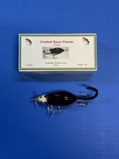 Beautiful Crooked Bayou Possum Flying, 2 Hook Fishing  Lure Black w/ White Head 