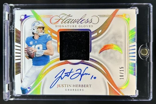 2024 Panini Flawless Justin Herbert Signature Gloves Auto #/15 Chargers