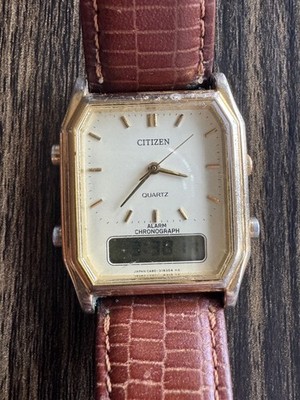 Citizen C480 Analog Digital Alarm Chronograph Watch – Gold Tone