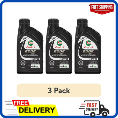 (3 pack) Castrol EDGE 0W-20 Advanced Full Synthetic Motor Oil, 1 Quart