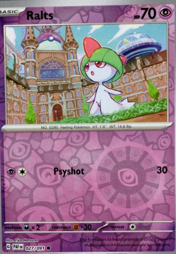 Ralts Reverse Holo 27/91 Pokemon SV: Paldean Fates