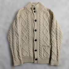Margaret Howell Wool Camel Cable Knit Cardigan Cream Size M HM0326898