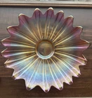 Vintage Glass Celestial Sunburst Flower Plate In Iridescent Gem Tone