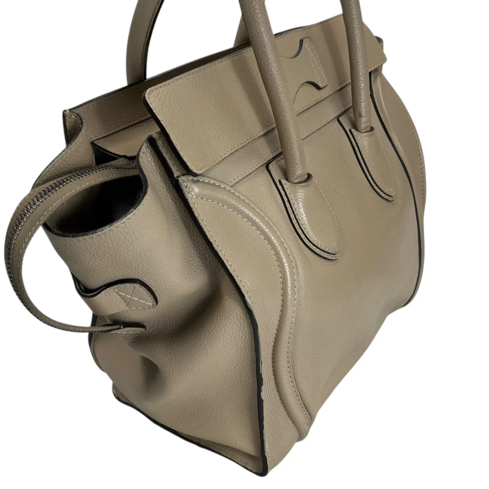 Celine Beige Leather  Luggage Tote Bag Handbag Mini Shopper - Image 4 of 4