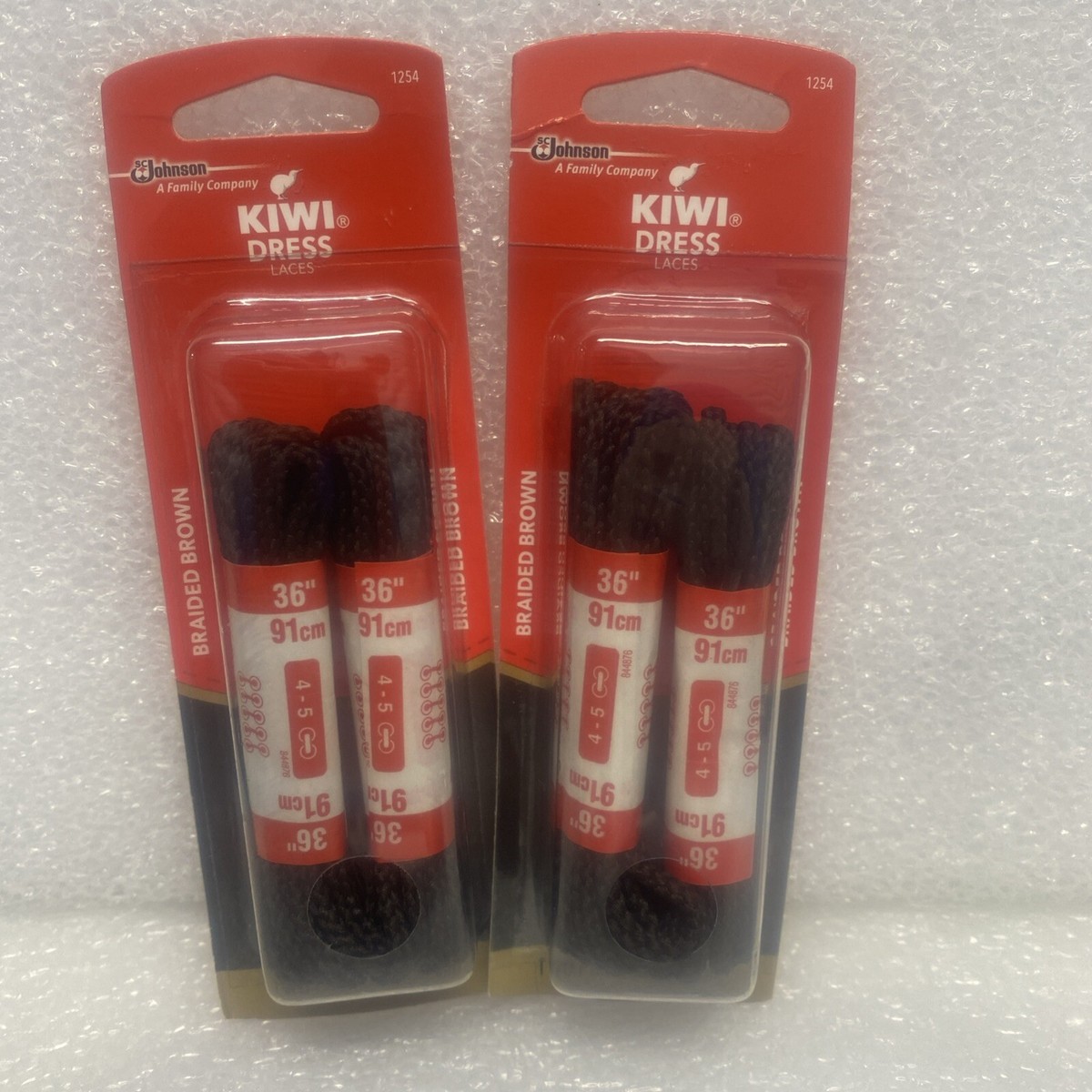 KIWI Dress Braided Brown Shoe Laces 36" 2 Pair Per Pack Brand New #1254 KIWI Dress Braided Brown Shoe Laces 36" 2 Pair Per Pack Brand New #1254