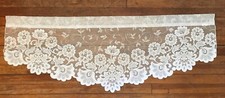 1 White Lace Valance Curtain Panel Floral 54  x 12 x 20 Scalloped Border