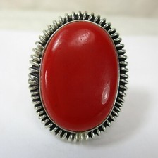 Natural Red Coral Ring 925 Sterling silver Handmade Ring Bohemian Hippie Ring