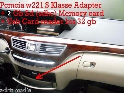 für Mercedes COMAND 2GB SD Sdhc PCMCIA Adapter + USB Cardreader bis 32 Gb W221 S