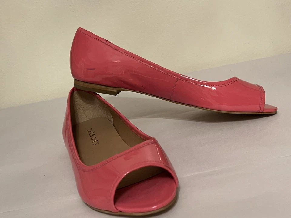 Zapatos de vestir Talbots para mujer talla 7,5 B coral rosa charol punta abierta Foto 4 de 4