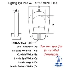 Lifting Eye Nut 7/16" Steel with 3/8" Threaded Tap (Lot of 5)