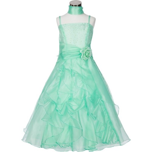 KIDS DREAM Girls Size 11-12 Taffeta Sleeveless Green Dress NWT Floral Lace  Gown | eBay