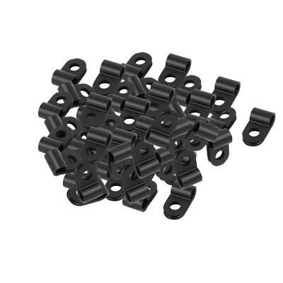 50Pcs Black Plastic R Type Cable Clip Clamp for 4.7mm Dia Wire Hose Tube