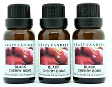 3 Black Cherry Bomb 1/2oz Premium Grade Scented Fragrance Oil Crazy Candles