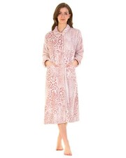 La Marquise Button Robe Ladies Animal Print Soft Fleece Buttoned Dressing Gown