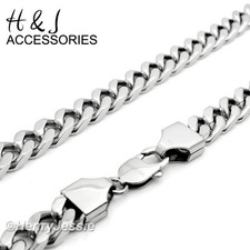 18-40"MEN 316L Stainless Steel WIDE 9mm Silver Classic Cuban Curb Chain Necklace