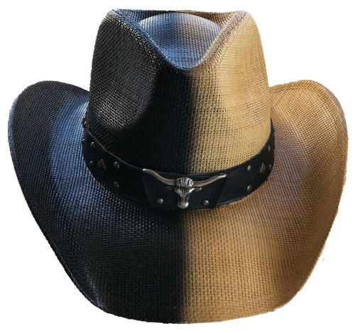 Cowboy Western Fedora Outback Ranger American Flag Bull Metal Emblem Bucket Hat - Picture 3 of 22