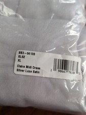 Show me your Mumu Weddings Claire Midi Dress Silver Luxe Satin NWT Size XL