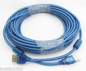 MonkeyJack 10m/32ft USB 2.0 A Male to A Female Extension Cable for PC Card Reader Blue 