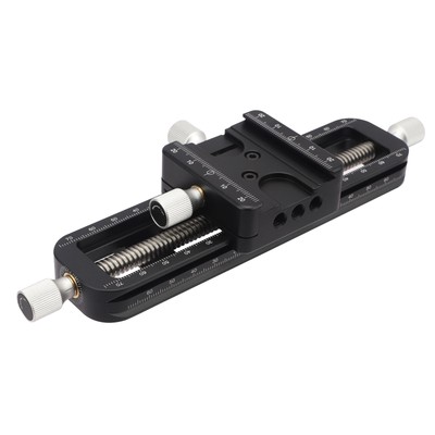 Eingebaute Arca Swiss Clamp und Arca Dovetail Groove Macro Focusing Rail Slider