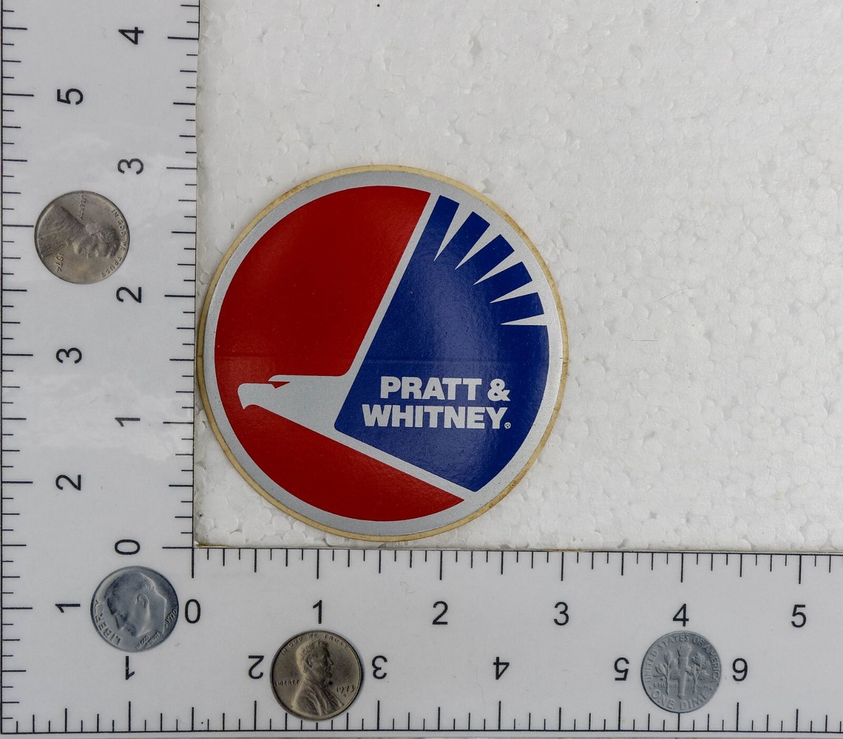 RARE 1980s Pratt & Whitney Eagle Logo 3 Inch Peel-N-Stick Round