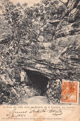 OLD POST CARD ARGENTINE ARGENTINA boca del lobo rosario la frontera sello 1904