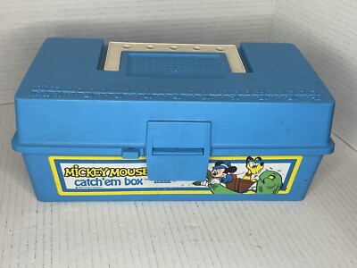 Tackle Box w/ Mickey Mouse Catch Em Fishing Disney Blue by Zebco Utility Vintage
