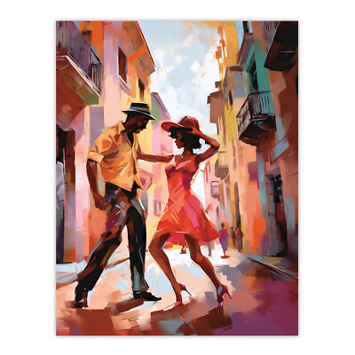 Salsa Street Dance Mambo bunt tanzen Gemälde Rhythmus Wandbild Poster Druck