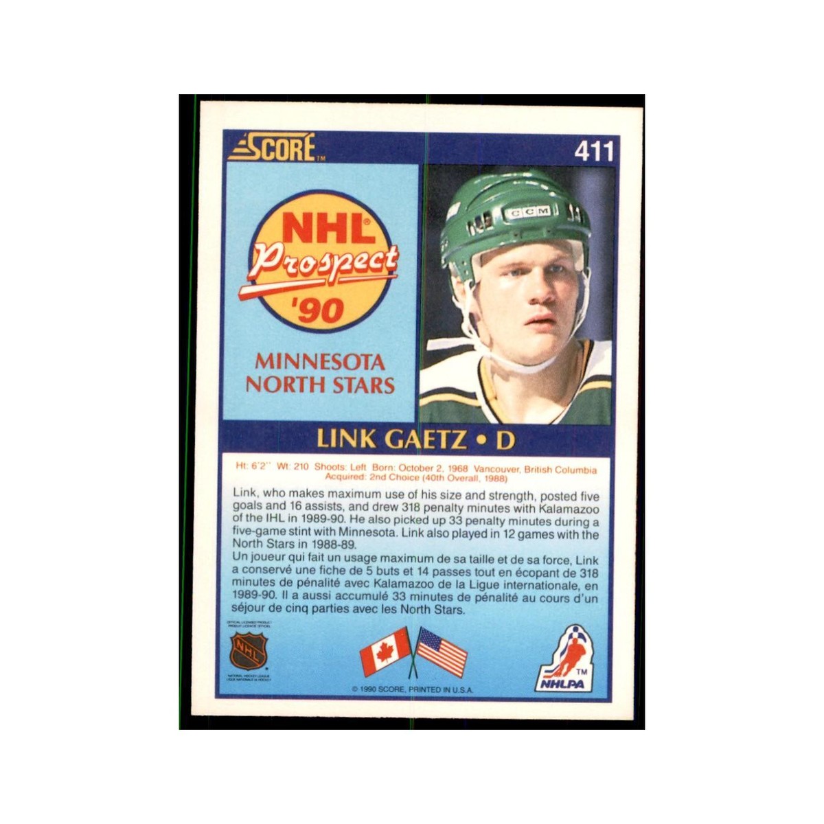 1990 Score Canadian Link Gaetz Hockey Cards #411 | eBay