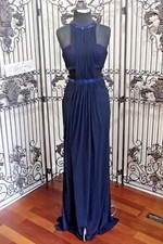 SR656 LA FEMME SZ 6 NAVY BLUE 399 BEADED BRIDESMAID PROM FORMAL GOWN DRESS
